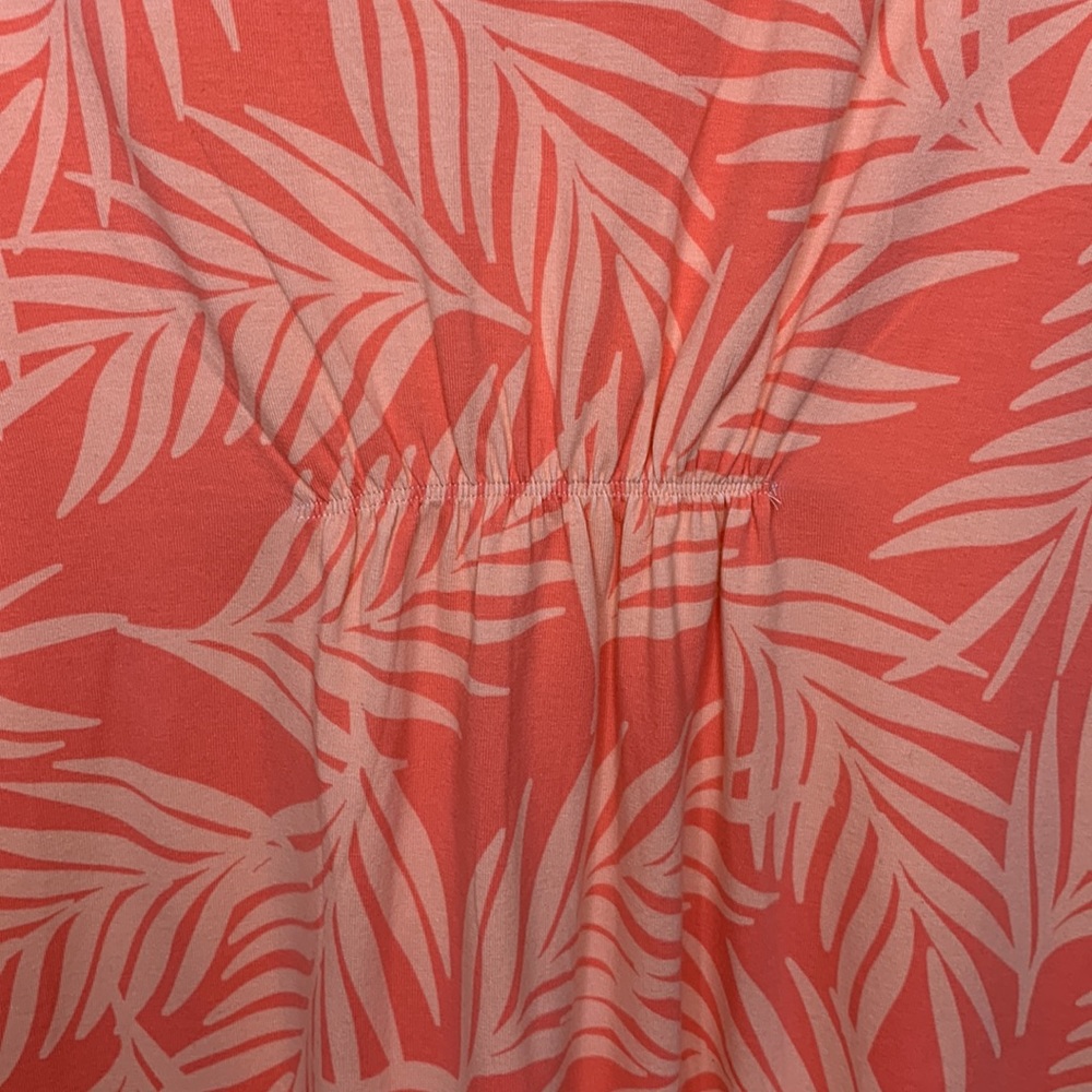 D & Co. Dress Coral Palm Tree Print Sleeveless Cotton Spandex V Neck MIDI Small - Picture 4 of 10